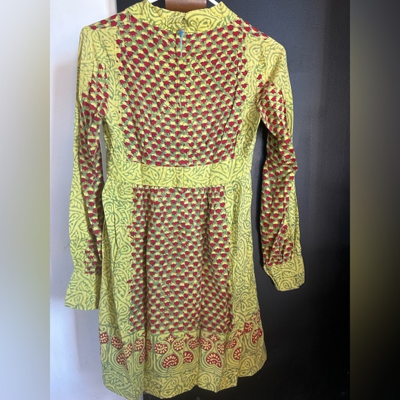 Vintage 70s Hippie Boho Indian Cotton Paisley Blockprint Tunic Dress Size XS - Picture 3 of 11